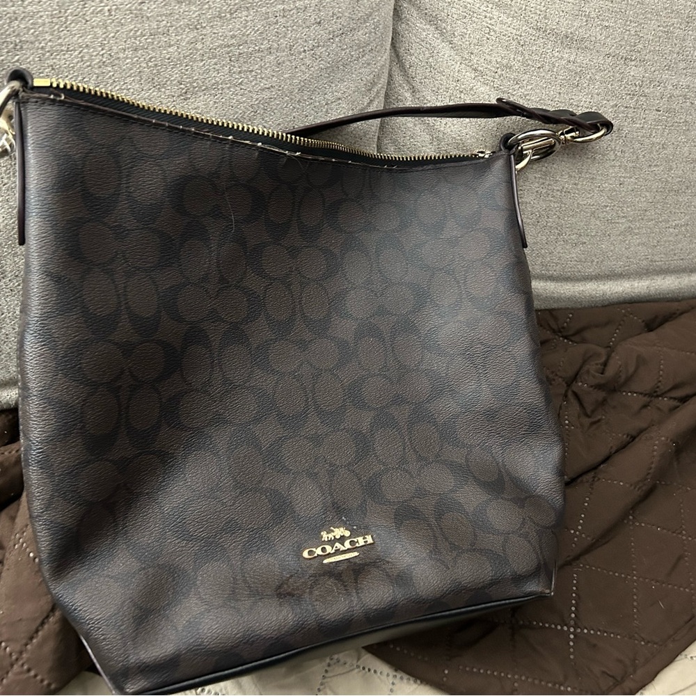 Coach Dark Brown Signature Shoulder Bag